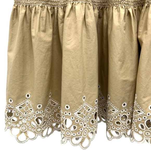 Veronica Beard Jeans Amaia Tiered Eyelet White Tan Combo Midi Dress Medium - Picture 8 of 13